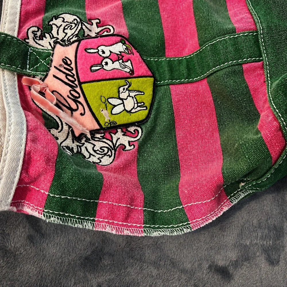 goldie womens tote bag limited edition 7 striped canvas pink green beach large